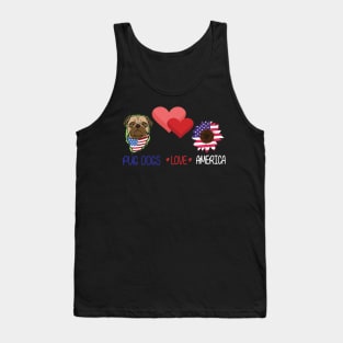 Dog Big Hearts And Sunflower Pug Dogs Love America Happy Independence July 4th Dogs Lover Tank Top